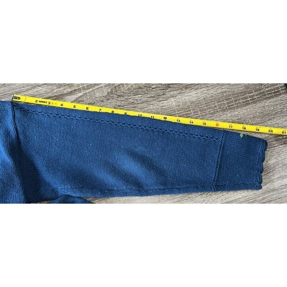 Capacity Woman Blue Embroidery Floral Rose Button Petite Medium Cardigan Sweater - Picture 13 of 15